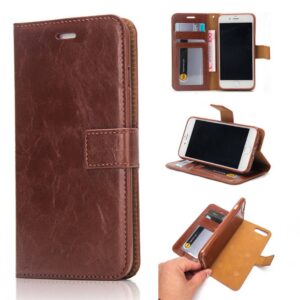 Bruine pu leren iPhone 7 wallet hoesje met los te maken case case