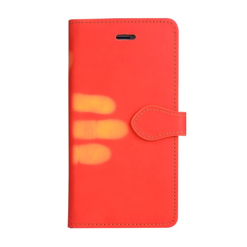 Thermo portemonnee hoesje iPhone 7 PLUS en iPhone 8 PLUS Rood wordt geel bij warmte