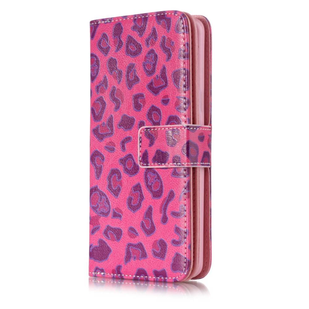 9 vaks roze luipaard skin S9 Portemonnee hoesje