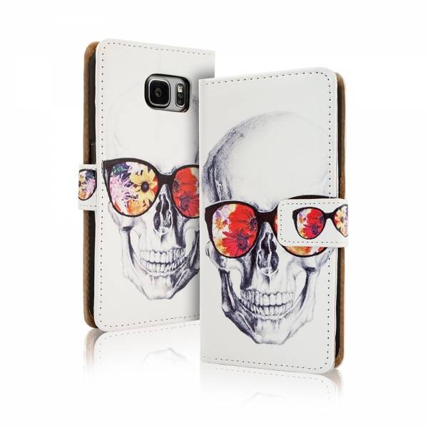 Skull gekleurde bril iPhone SE/5/5S portemonnee hoesje