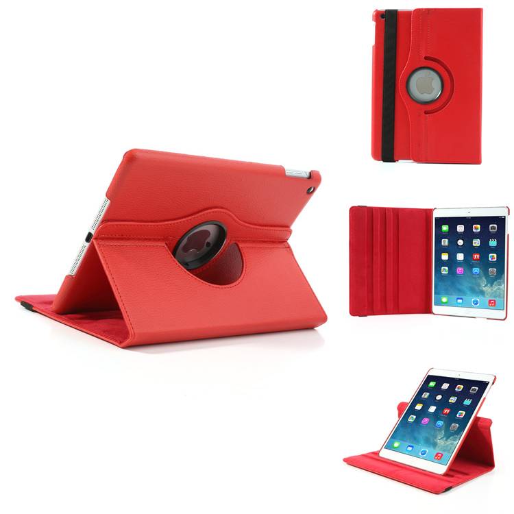 iPad Air 2 hoes 360 graden roteerbare hoes PU Leder Rood