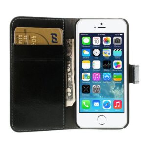 iPhone 5/5S portemonnee hoesje zwart leder