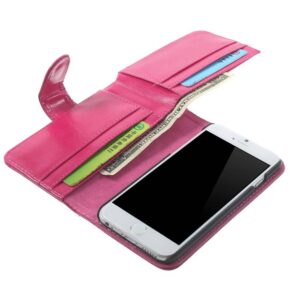 Roze lederen iPhone 6 portemonnee hoes