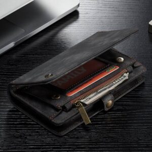 Zwart multifunctioneel wallet hoesje iPhone X  echt split leer