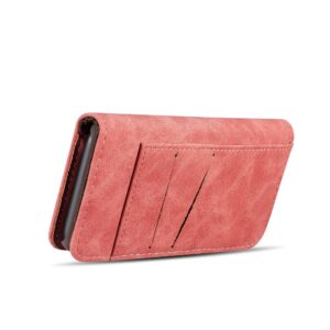 Rood kunstleren iPhone X portemonnee hoesje met los te maken case
