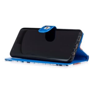 Hemels blauw met chrysanten Galaxy S9 PLUS  portemonnee hoes