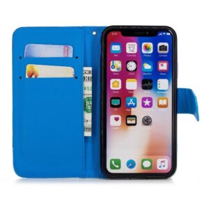 Hemels blauw met chrysanten iPhone X,  Xs  portemonnee hoes