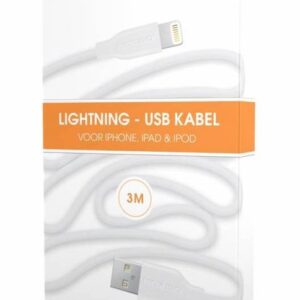 3 meter lange iPhone 5 / 6 / 7 / 8 / X / iPad lightning kabel – Wit