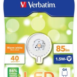 Verbatim LED-Kapsel (rund) G4, 1,5W (10W), 85lm, warmwit